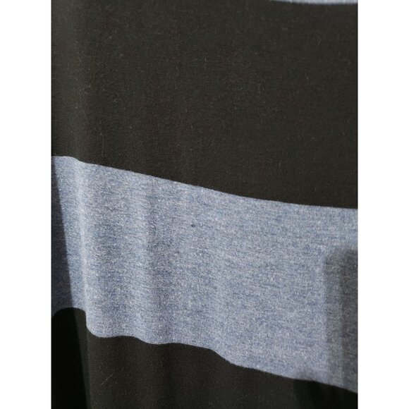 INC blue and black striped, 3/4 sleeve blouse, pullover top, size 1X - Picture 2 of 5